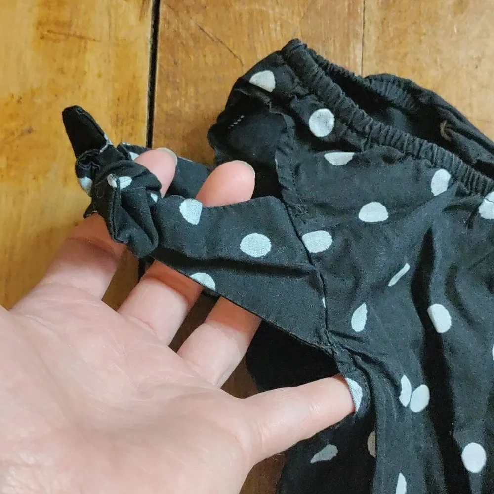 Flapdoodles Romper Size 5 Black White Polka Dot Jumpsuit Cotton Spring